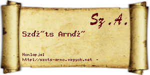 Szőts Arnó névjegykártya